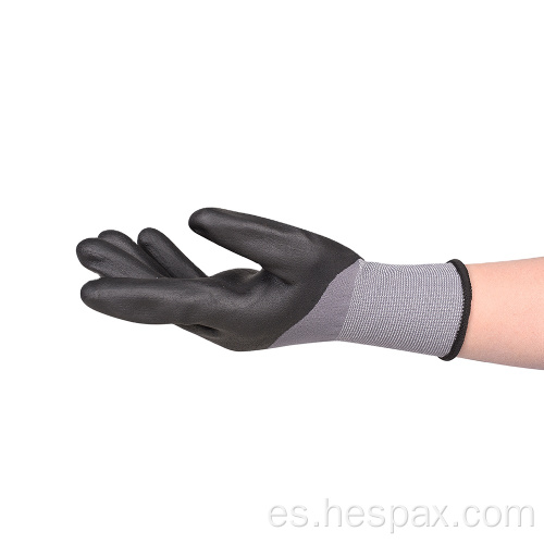 Guantes de trabajo recubierto de nitrilo anti-aceite de nylon de seguridad hespax